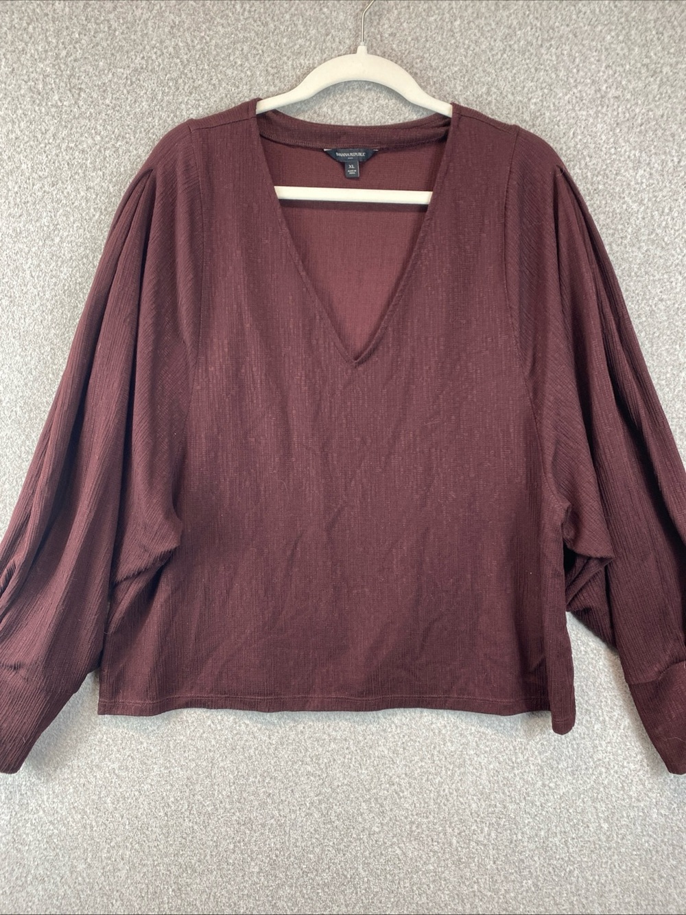 Banana Republic Factory Blouse Womens XL Balloon Sleeve Deep Purple